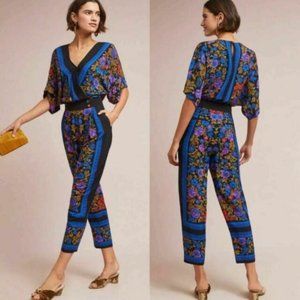 Anthropologie Ett Twa Scarf-Printed Jumpsuit